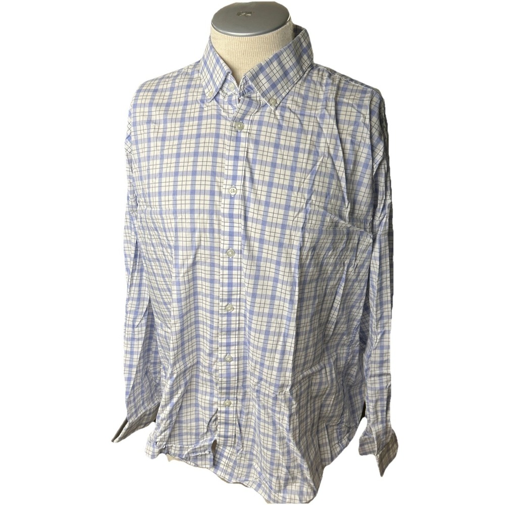 Izod Advantage Shirt XL 17-17.5 Blue Long Sleeves Button